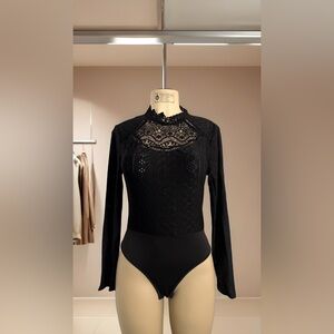 SHEIN Elegant Black Lace Bodysuit